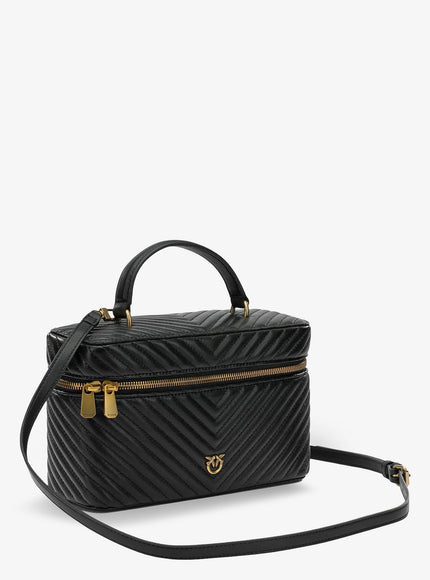 Pinko Leather Beauty Case With Metal Love Birds Logo