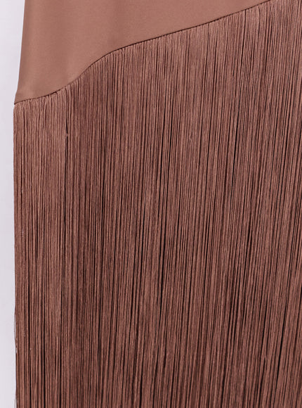 Pinko Kiwi Satin Dress With Fringe