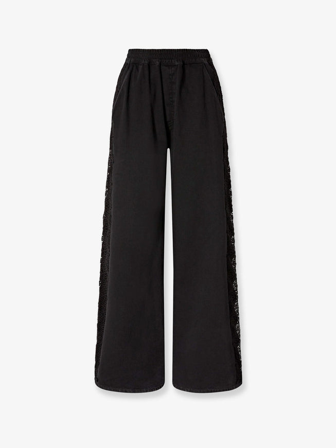 Pinko Denim Trousers With Lace Detail On The Side Nero