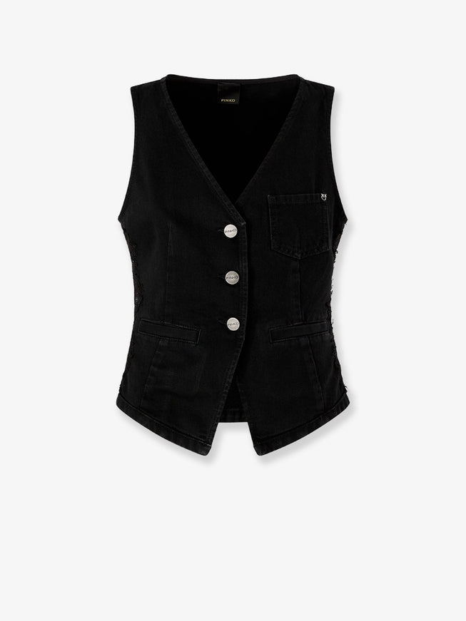 Pinko Gardener Cotton Vest With Laces Profiles Nero