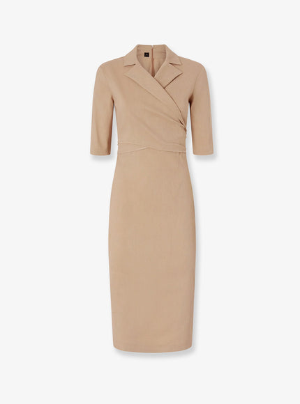 Pinko Allyson Stretch Linen And Viscose Dress Beige
