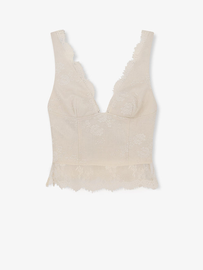 Pinko Janessa Linen Top Beige