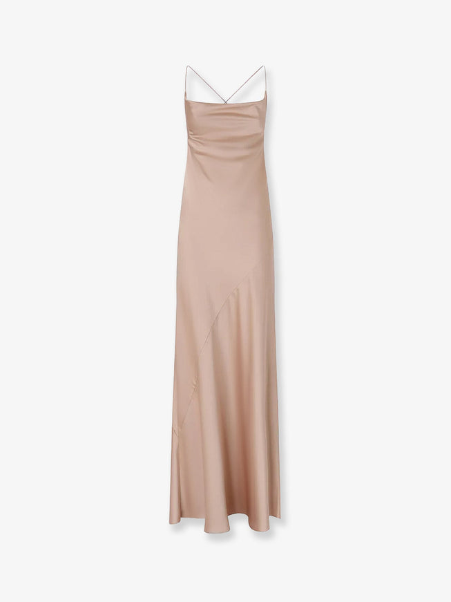 Pinko Farro Satin Long Dress Rosa