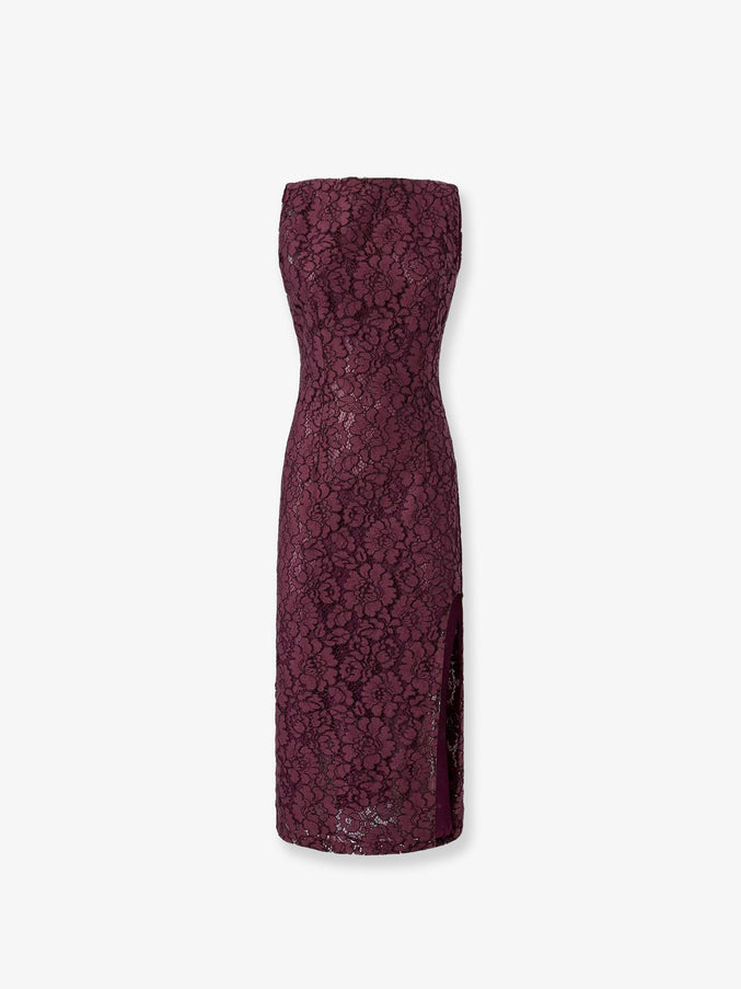 Pinko Drupa Lace Dress Bordeaux