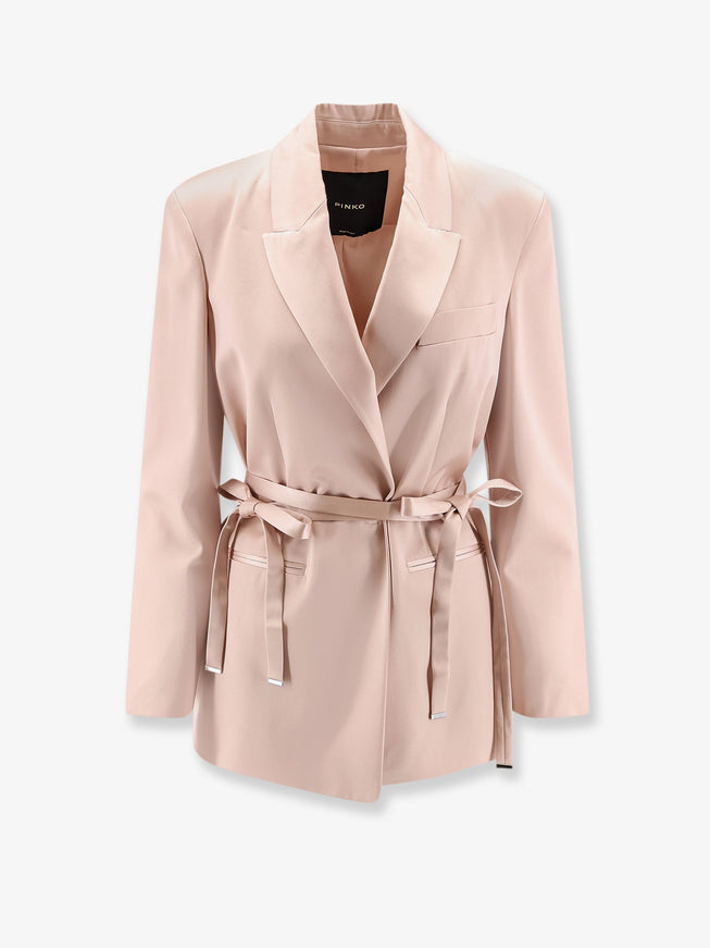 Pinko Rapa Satin Blazer With Belt Rosa