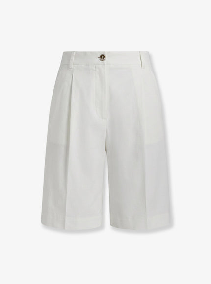 Pinko Byrana Linen And Viscose Shorts Bianco