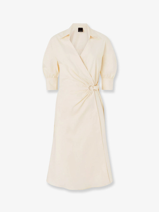 Pinko Aline Stretch Cotton Dress Beige
