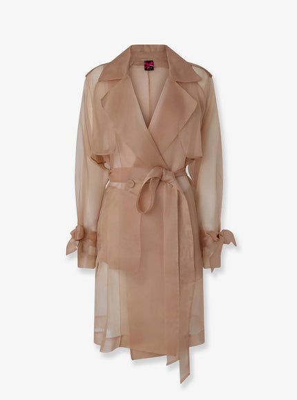 Pinko Cocco Silk Organza Trench Rosa