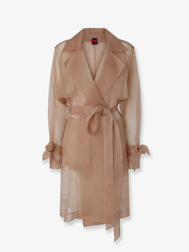 Pinko Cocco Silk Organza Trench Rosa