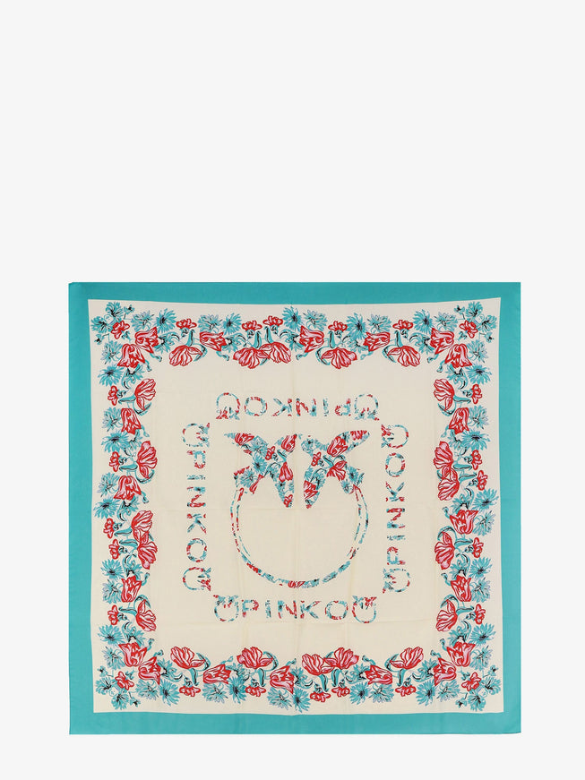 Pinko Limbo Silk And Viscose Blend Foulard With Multicolor Print Uni Panna Verde