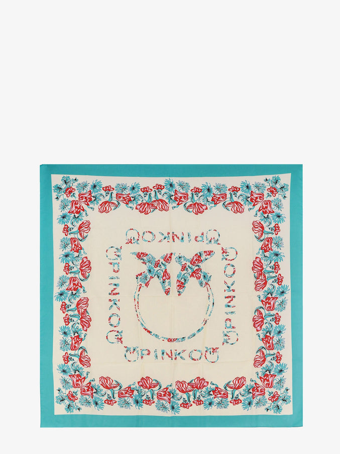 Pinko Limbo Silk And Viscose Blend Foulard With Multicolor Print Uni Panna Verde