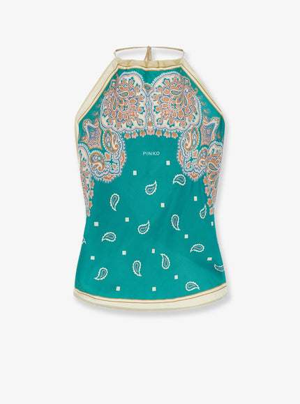 Pinko Viscose And Silk Blend Synchro Top Uni Multicolore