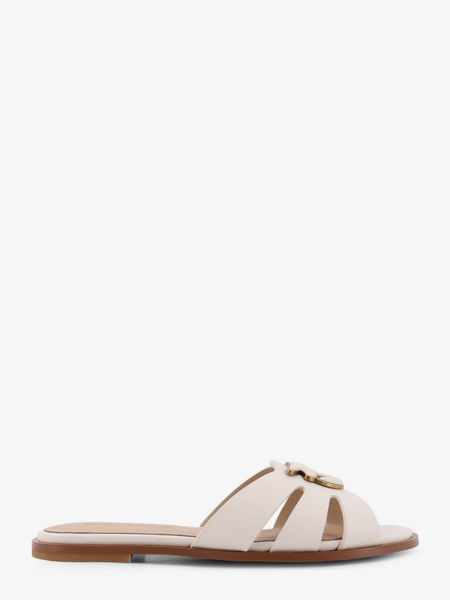 Pinko Milly Low Leather Sandals Bianco