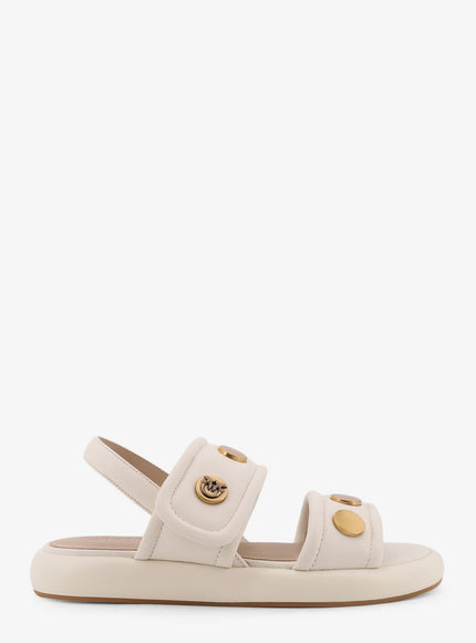 Pinko Fiona Low Leather Sandals Bianco