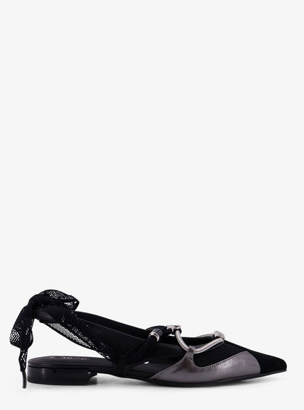 Pinko Gianira Leather Ballerinas With Suede Inserts Nero