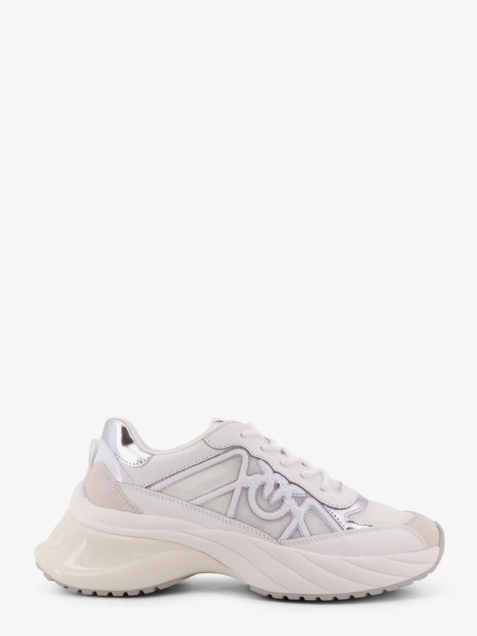 Pinko Ariel 33 Leather Sneakers With Nylon Inserts Bianco