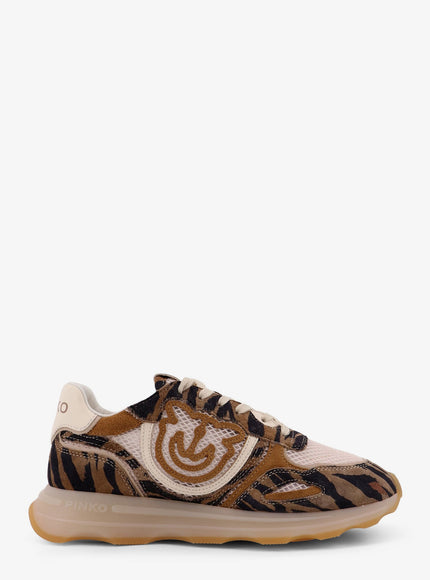 Pinko Zoe Suede Sneakers With Mesh Inserts Beige