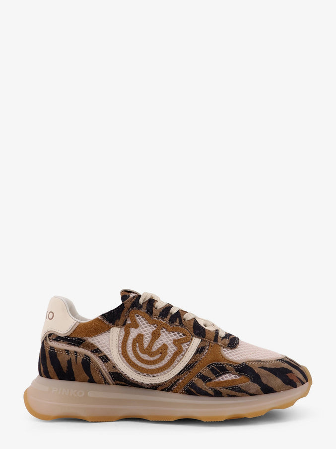 Pinko Zoe Suede Sneakers With Mesh Inserts Beige