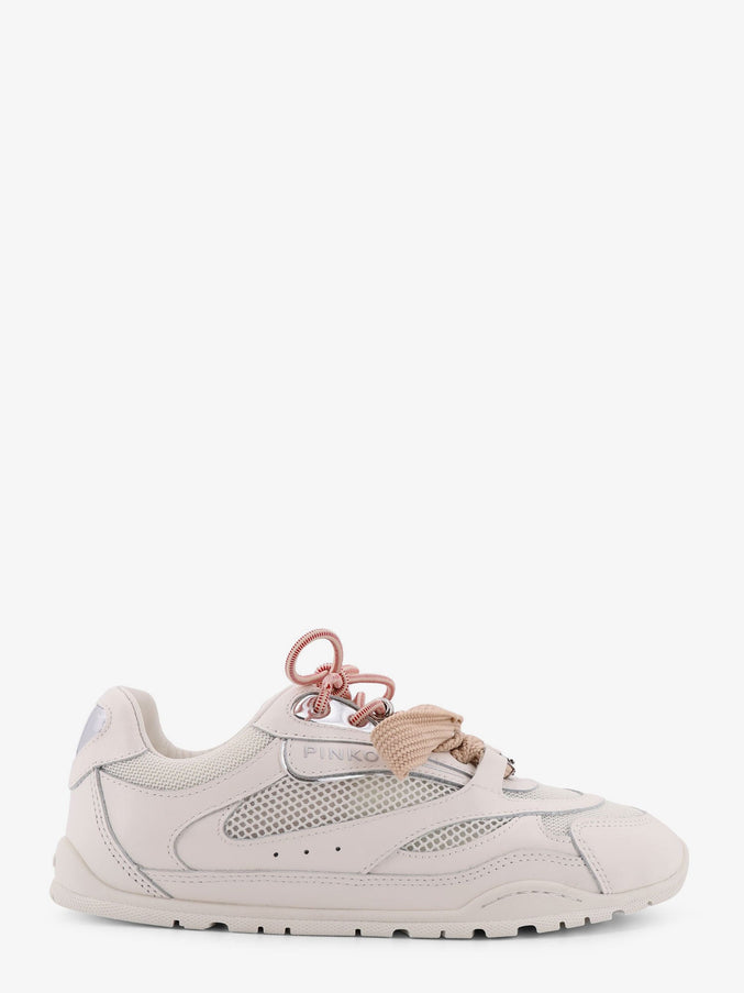 Pinko Yulia Mesh Sneakers With Leather Inserts Bianco
