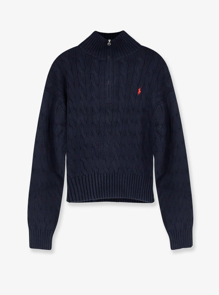 Polo Ralph Lauren Cotton Sweater With Contrasting Logo Hunternavy