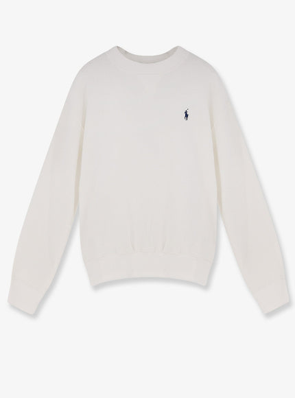 Polo Ralph Lauren Cotton Blend Sweater With Embroidered Logo On The Front White