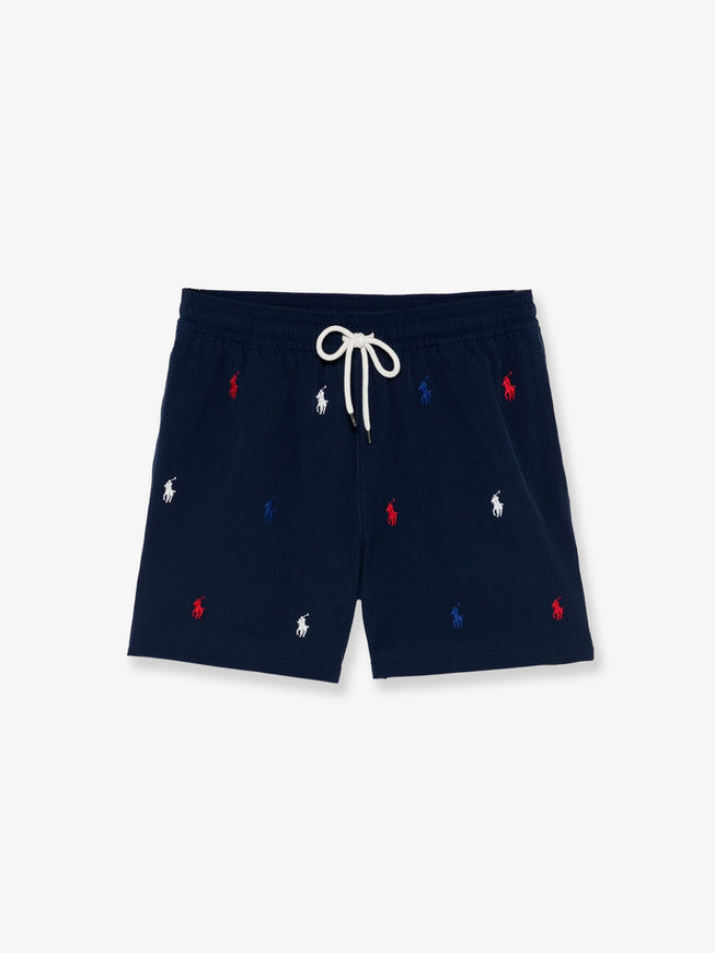 Polo Ralph Lauren Nylon Swim Trunks With All-Over Embroidered Logo Newport Navy W Aoe Pp