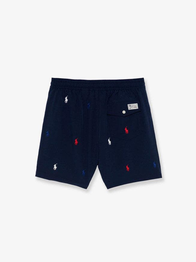Polo Ralph Lauren Nylon Swim Trunks With All-Over Embroidered Logo