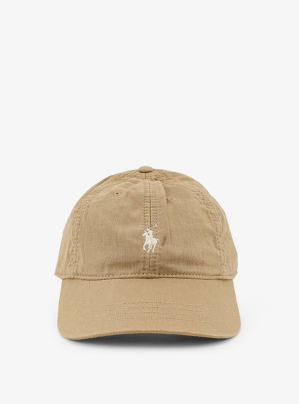 Polo Ralph Lauren Linen Hat With Embroidered Logo On The Front Uni Cafe Tan
