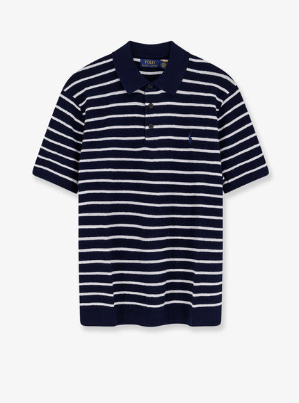 Polo Ralph Lauren Cotton And Linen Polo Shirt With Striped Pattern Bright Navy Combo