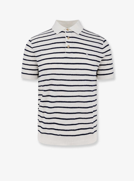 Polo Ralph Lauren Cotton And Linen Polo Shirt With Striped Pattern Deckwash White Combo