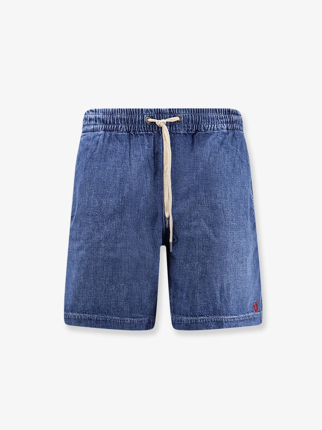 Polo Ralph Lauren Denim Bermuda Shorts With Embroidered Logo On The Front Blane