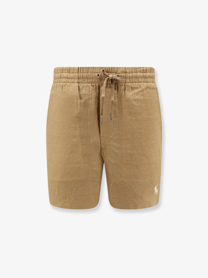 Polo Ralph Lauren Linen Bermuda Shorts With Embroidered Logo Cafe Tan