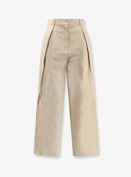 R2W Lumira Linen And Cotton Trousers Khakibeige