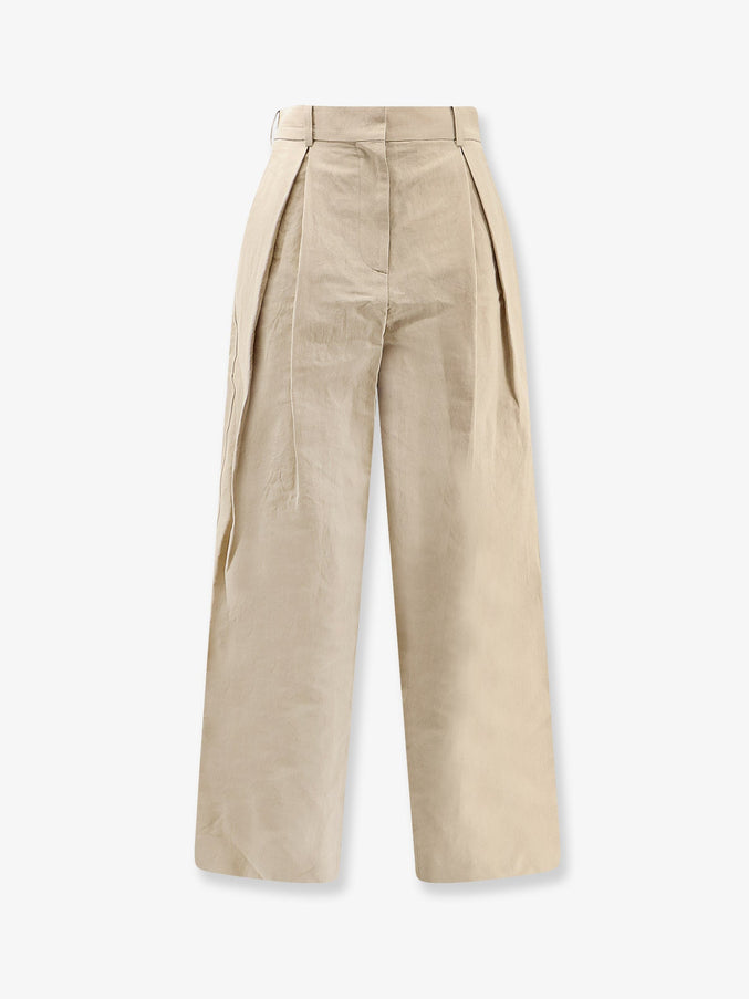 R2W Lumira Linen And Cotton Trousers Khakibeige