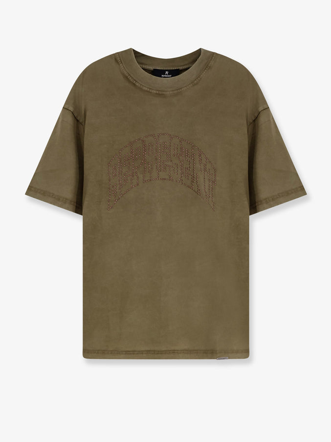 Represent Embellished Represent Cotton T-Shirt Vintage Khaki