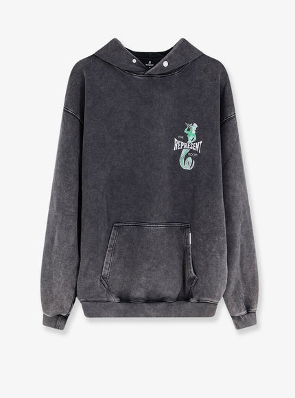 Represent Cotton Sweatshirt With Print On The Front Vintage Grey