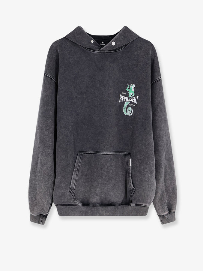 Represent Cotton Sweatshirt With Print On The Front Vintage Grey