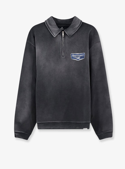 Represent Cotton Sweatshirt With Front Logo Print Stained Black