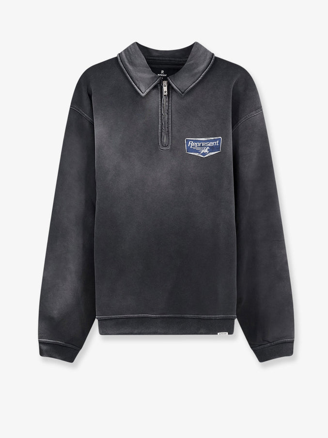 Represent Cotton Sweatshirt With Front Logo Print Stained Black