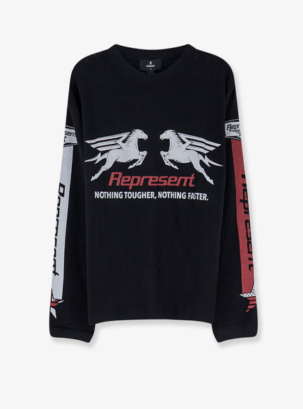 Represent Pegasus Cotton T-Shirt Jet Black