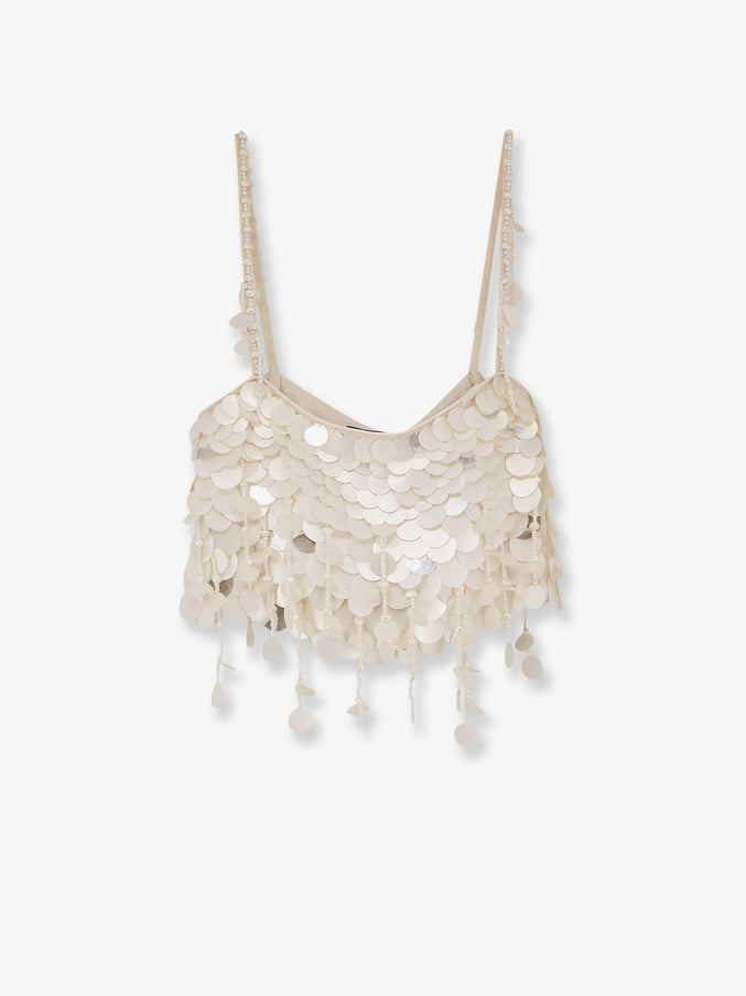Retrofete Eudora Top With Macro-Sequins Cream