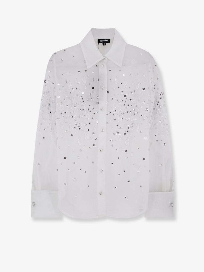 Retrofete Eugenia Shirt With All-Over Rhinestone Details Seychelles