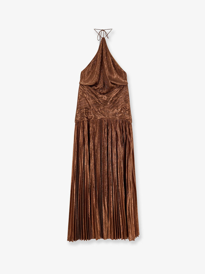 Retrofete Amberley Pleated Dress Sepia