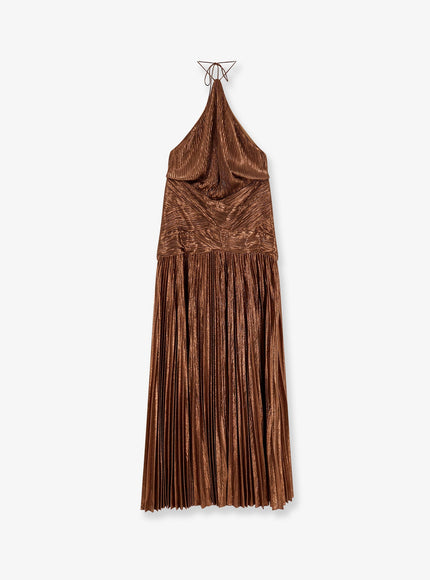 Retrofete Amberley Pleated Dress S Sepia