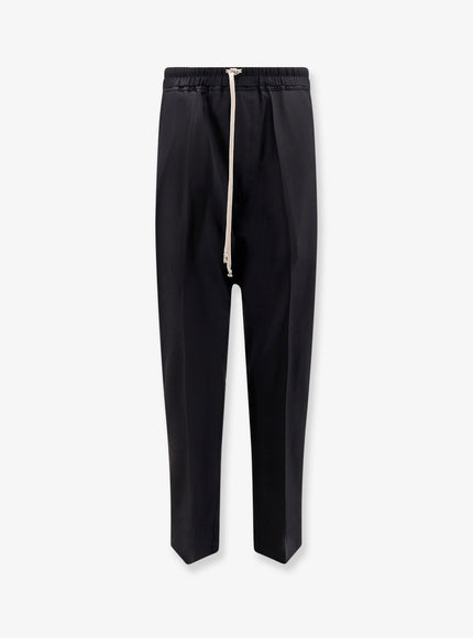 Rick Owens Drawstring Long Certified Virgin Wool Trousers Black
