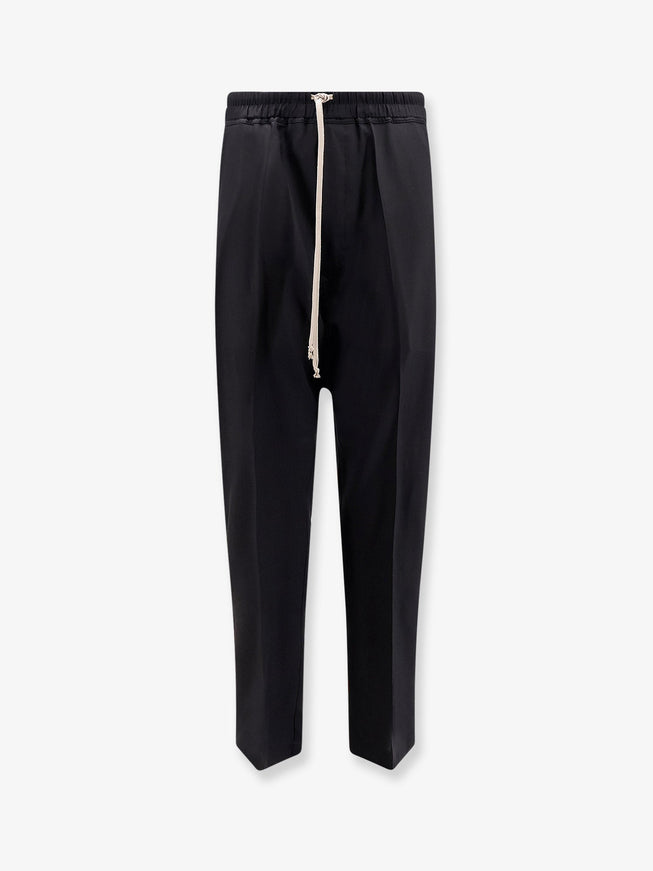 Rick Owens Drawstring Long Certified Virgin Wool Trousers Black