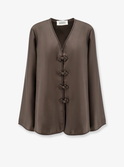 Rohe Mandarin Closure Silk Top Earth