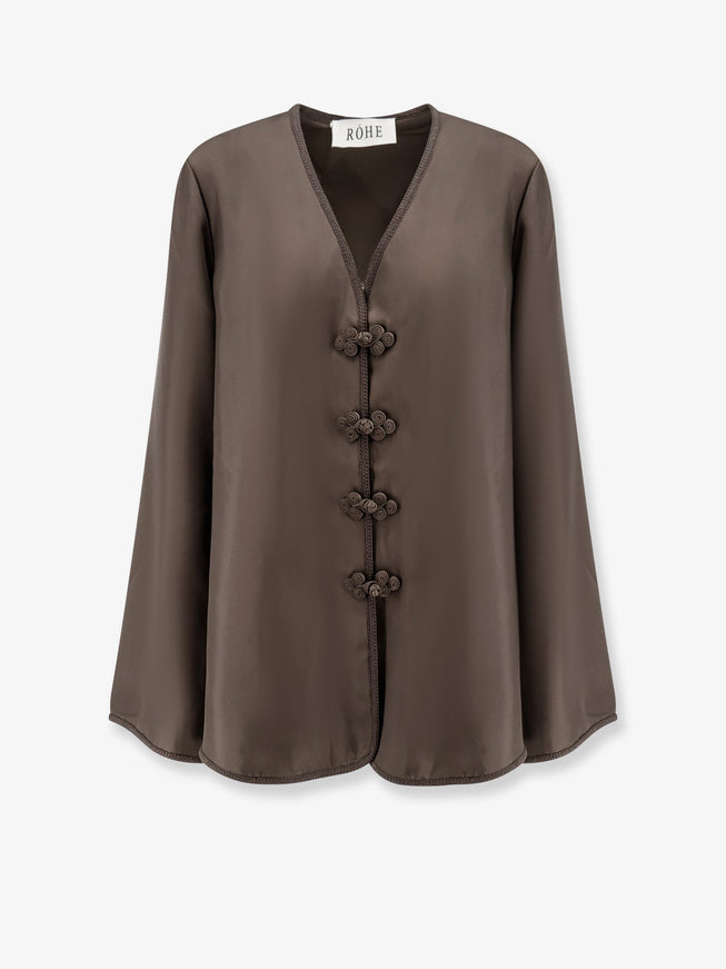 Rohe Mandarin Closure Silk Top Earth