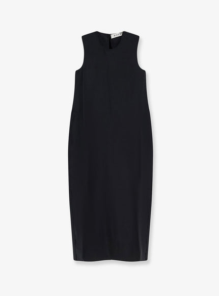 Rohe Hourglass Linen And Silk Blend Long Dress Black