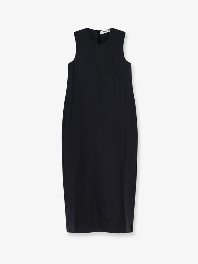 Rohe Hourglass Linen And Silk Blend Long Dress Black